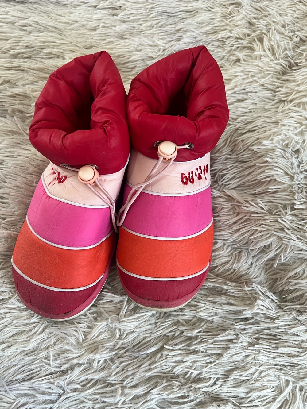 Colorblock Winter Boots - Pink, Red & Orange